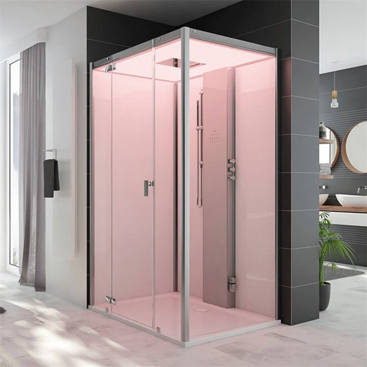 tinted pink glass shower glass
